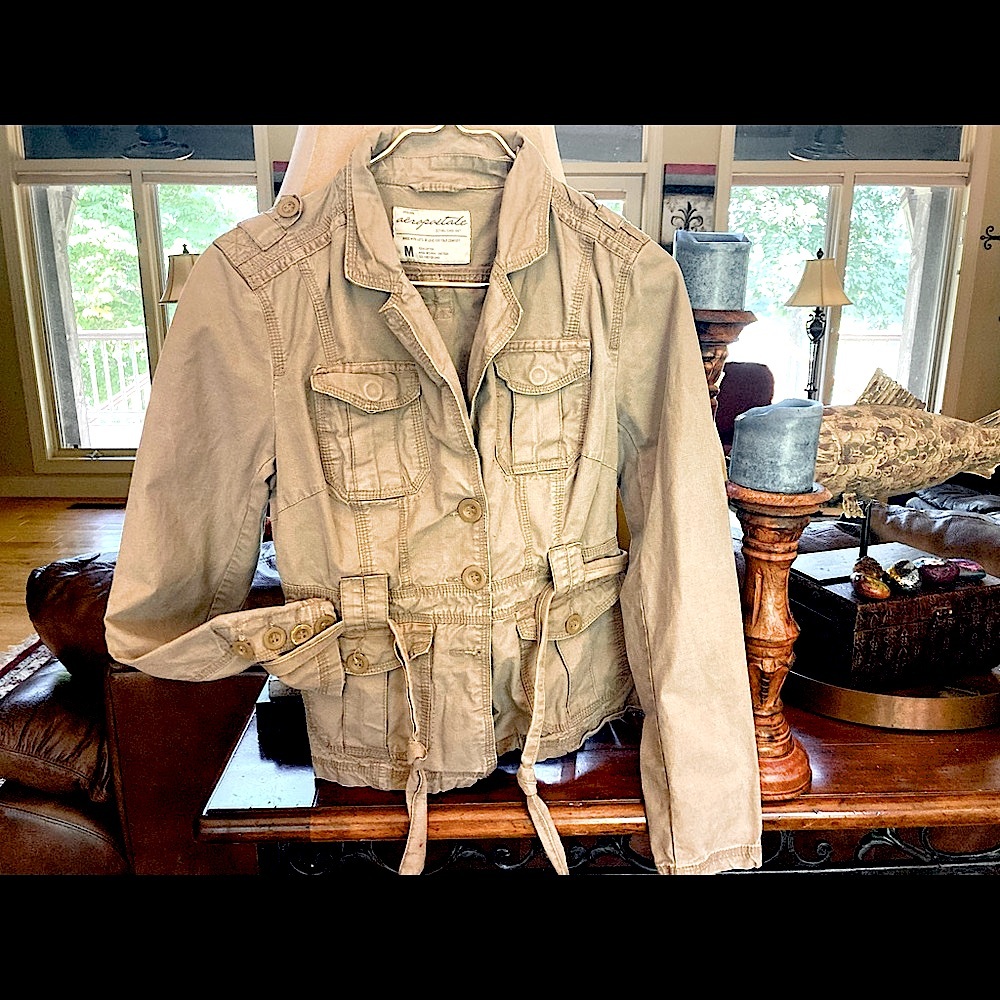 Aeropostale tan vintage style jacket with belt